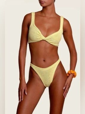 Hunza G Juno Crinkle Bikini in Butter Yellow